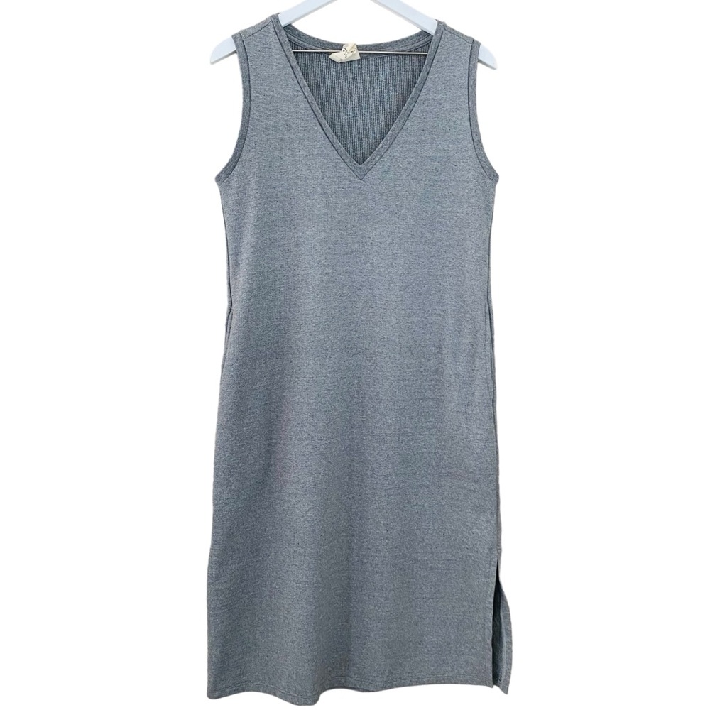 Mohnton Made Women Textured Sleeveless Midi Dress Grey Multi Color Size Small - Picture 4 of 8